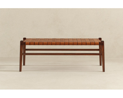 Ashcroft Cody Leather Bench - Tan