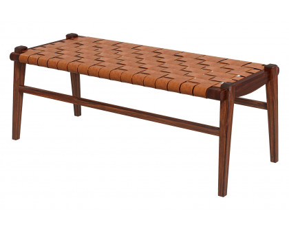 Ashcroft Cody Leather Bench - Tan