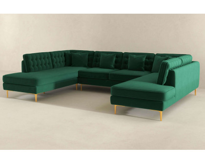 Ashcroft Brooke Velvet U-Shape Corner Sofa - Green