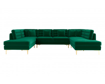 Ashcroft Brooke Velvet U-Shape Corner Sofa - Green