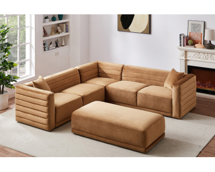 Ashcroft Solo Modular Corner Sectional Sofa - Cognac