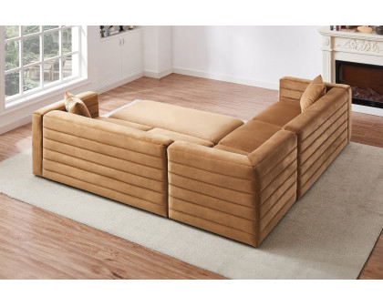 Ashcroft Solo Modular Corner Sectional Sofa - Cognac