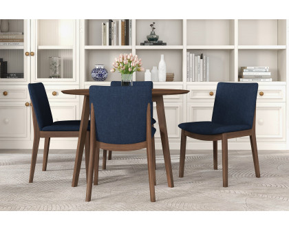 Ashcroft Laura Linen Upholstered Solid Wood Dining Chair (Set Of 2) - Blue