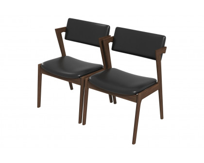 Ashcroft Edwin Mid-Century Modern Vegan Leather Dining Chair (Set Of 2) - Black