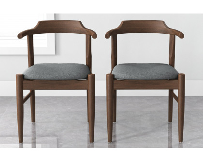 Ashcroft Leon Mid-Century Modern Fabric Dining Chair (Set of 2) - Gray