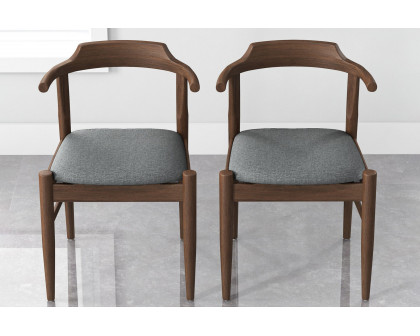 Ashcroft Leon Mid-Century Modern Fabric Dining Chair (Set of 2) - Gray