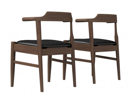 Ashcroft Leon Mid-Century Modern Leather Dining Chair (Set of 2) - Black