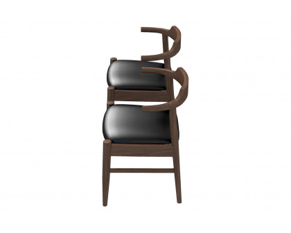 Ashcroft Leon Mid-Century Modern Leather Dining Chair (Set of 2) - Black