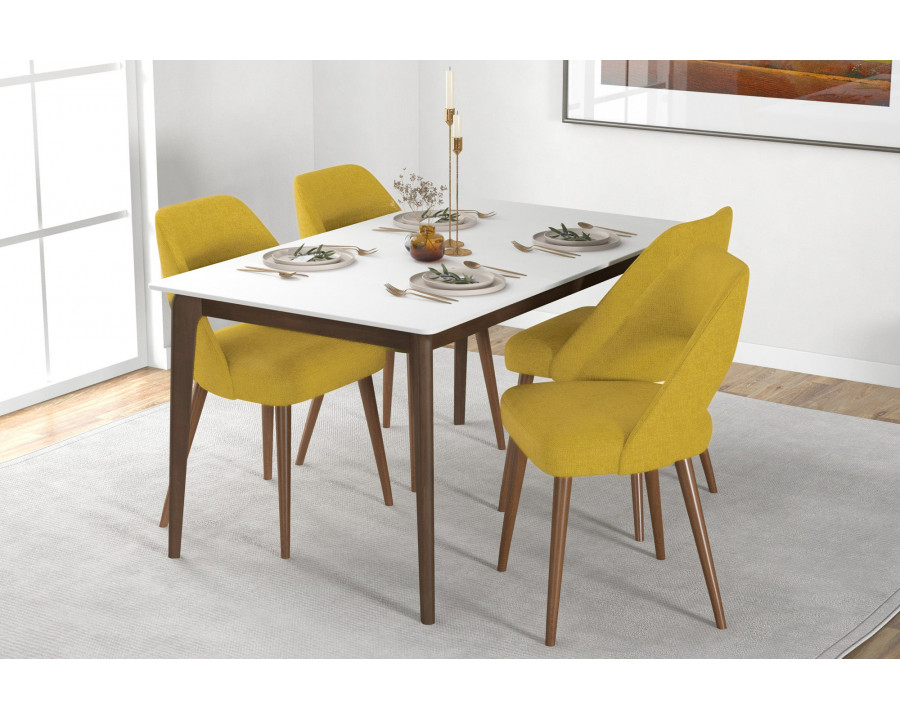 Ashcroft Juliana Mid-Century Modern Fabric Dining Chair (Set Of 2) - Yellow