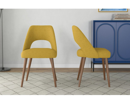 Ashcroft Juliana Mid-Century Modern Fabric Dining Chair (Set Of 2) - Yellow