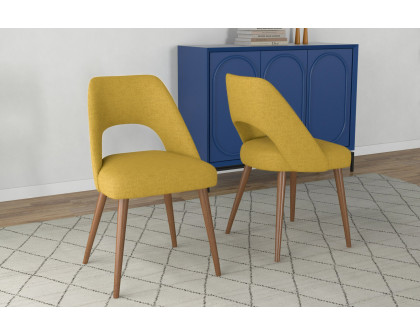 Ashcroft Juliana Mid-Century Modern Fabric Dining Chair (Set Of 2) - Yellow