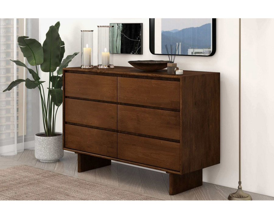 Ashcroft - Dubrovnik Mid-Century Modern Walnut Dresser with 6 Drawers