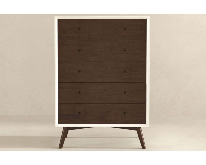 Ashcroft Caroline Mid-Century Modern Solid Wood Dresser with 5 Drawer - White