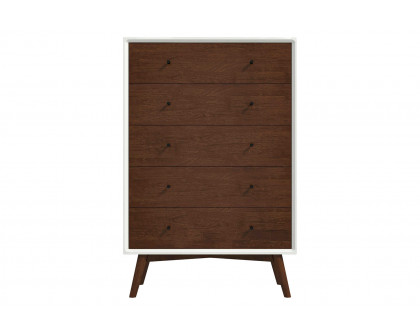 Ashcroft Caroline Mid-Century Modern Solid Wood Dresser with 5 Drawer - White