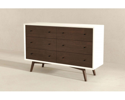 Ashcroft Mid-Century Modern Dresser with 6 Drawer - White