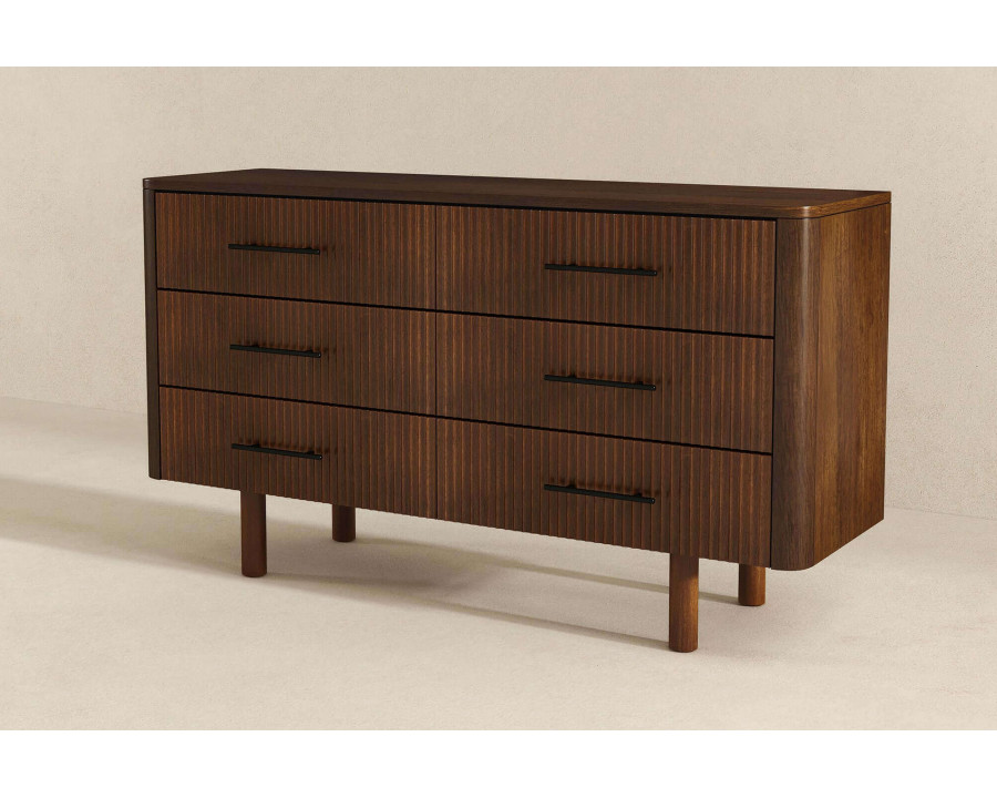 Ashcroft - Logan Mid-Century Modern Walnut Dresser with 6 Drawers