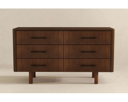 Ashcroft - Logan Mid-Century Modern Walnut Dresser with 6 Drawers