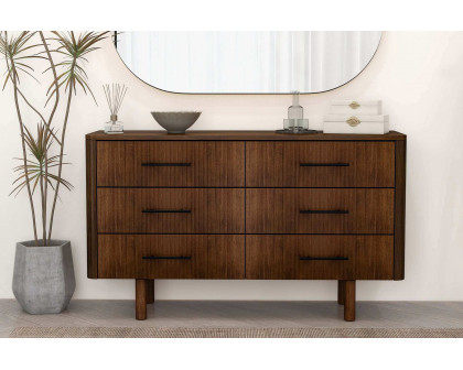 Ashcroft - Logan Mid-Century Modern Walnut Dresser with 6 Drawers