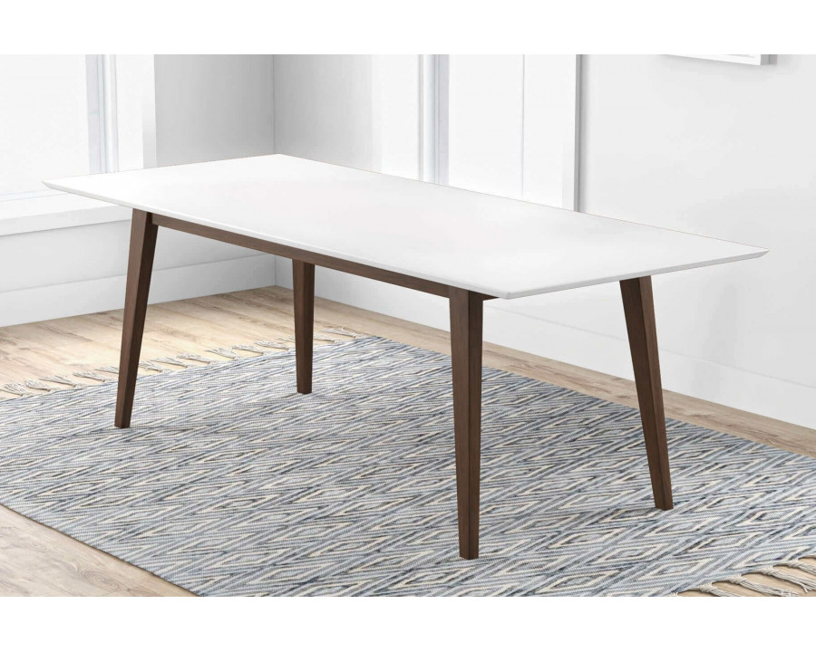 Ashcroft Levi Modern Style Solid Wood Rectangular Dining Kitchen Table - White, 63"