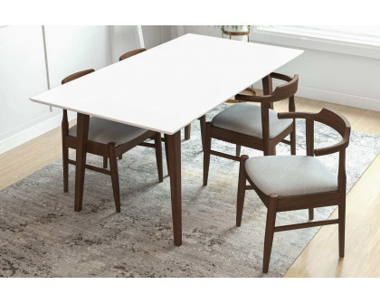 Ashcroft Levi Modern Style Solid Wood Rectangular Dining Kitchen Table - White, 63"