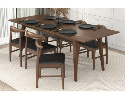 Ashcroft Levi Modern Style Solid Wood Rectangular Dining Kitchen Table - Walnut, 86"