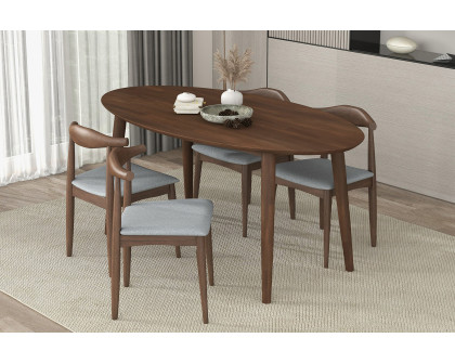 Ashcroft - Ada Mid-Century Modern Style Solid Wood Walnut Oval Dining Table