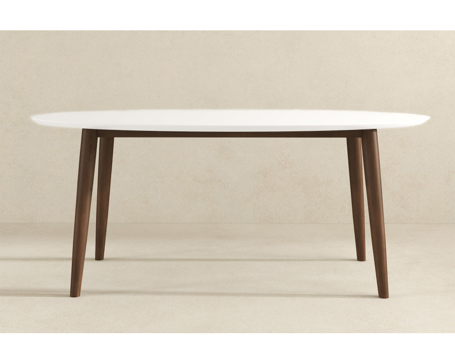 Ashcroft Ada Mid-Century Modern Style Solid Wood Walnut Oval Dining Table - White