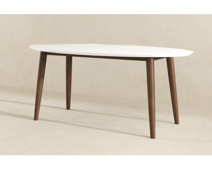 Ashcroft Ada Mid-Century Modern Style Solid Wood Walnut Oval Dining Table - White