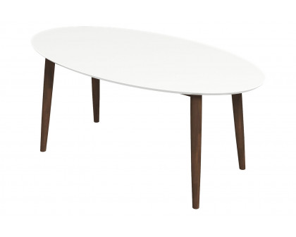 Ashcroft Ada Mid-Century Modern Style Solid Wood Walnut Oval Dining Table - White