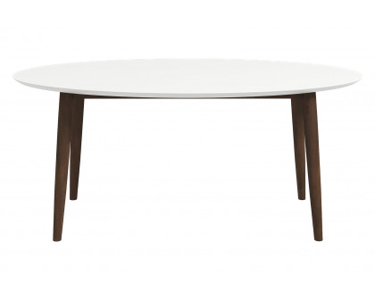 Ashcroft Ada Mid-Century Modern Style Solid Wood Walnut Oval Dining Table - White