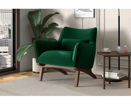 Ashcroft™ Brayden Mid-Century Modern Velvet Armchair - Dark Green