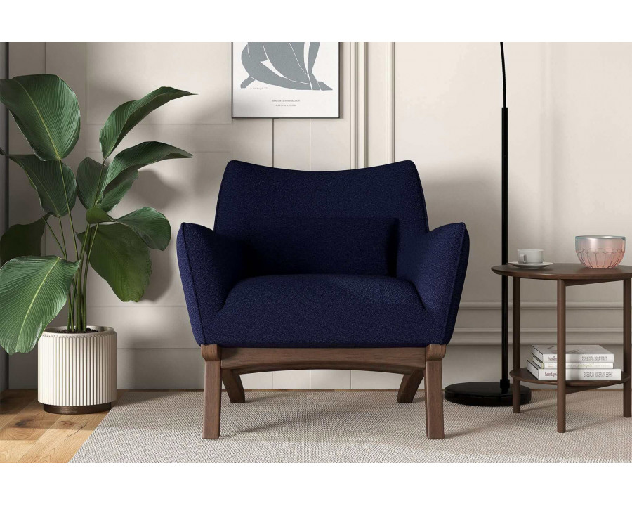 Ashcroft Brayden Mid-Century Modern Boucle Armchair - Dark Blue