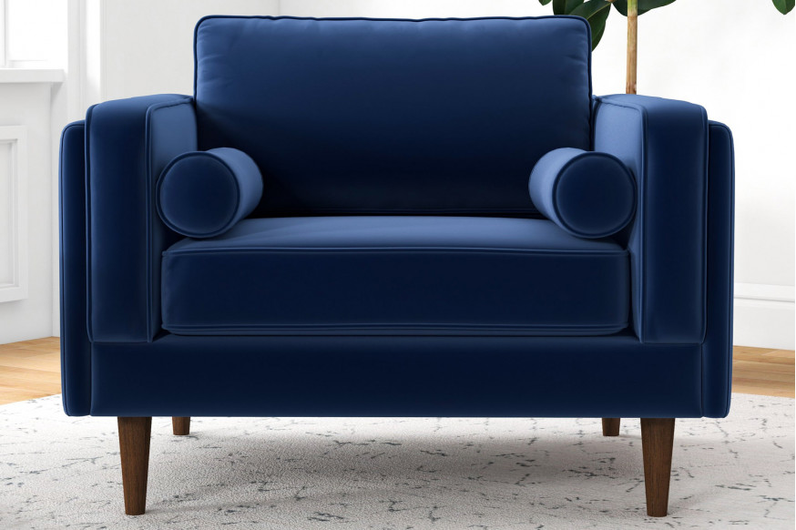 Ashcroft™ Amber Velvet Lounge Chair - Navy Blue