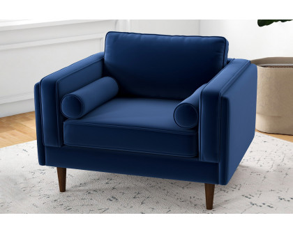 Ashcroft™ Amber Velvet Lounge Chair - Navy Blue