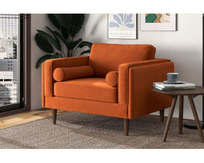 Ashcroft™ Amber Velvet Lounge Chair - Burnt Orange