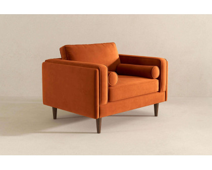 Ashcroft™ Amber Velvet Lounge Chair - Burnt Orange