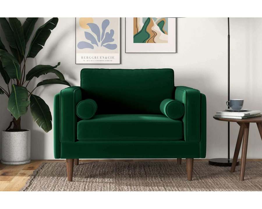 Ashcroft Amber Velvet Lounge Chair - Dark Green