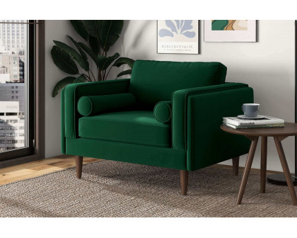 Ashcroft™ Amber Velvet Lounge Chair - Dark Green