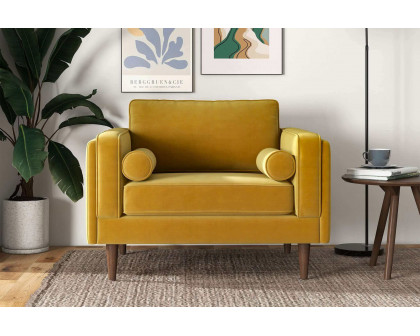 Ashcroft™ Amber Velvet Lounge Chair - Dark Yellow