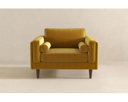 Ashcroft™ Amber Velvet Lounge Chair - Dark Yellow