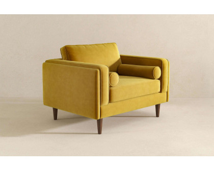 Ashcroft™ Amber Velvet Lounge Chair - Dark Yellow