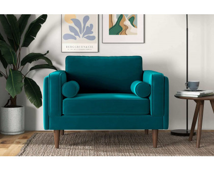 Ashcroft™ Amber Velvet Lounge Chair - Teal