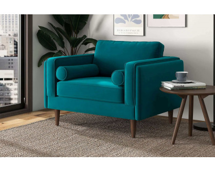 Ashcroft™ Amber Velvet Lounge Chair - Teal