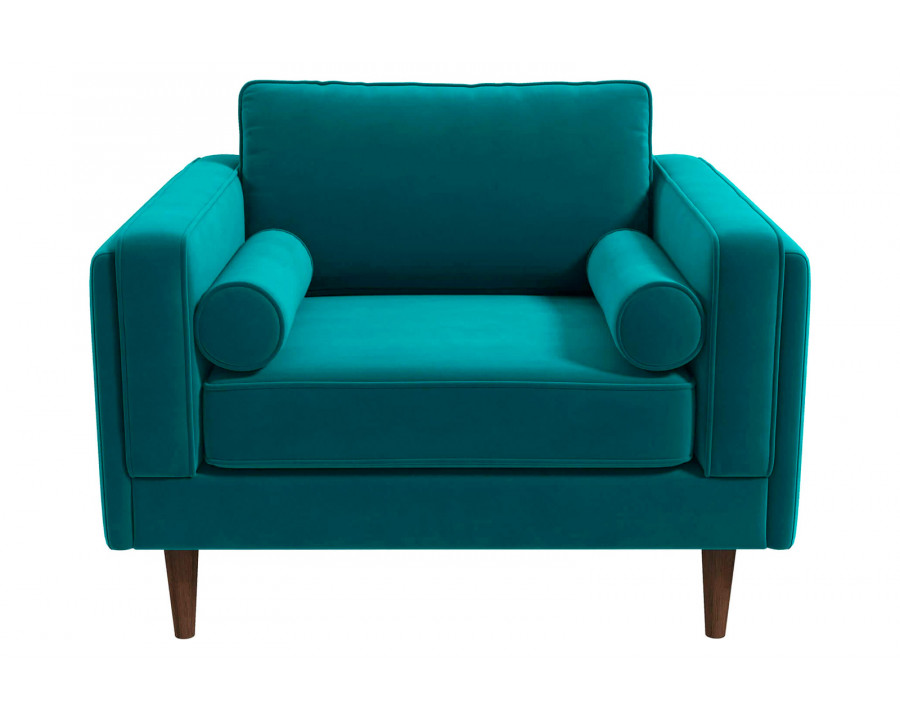 Ashcroft Amber Velvet Lounge Chair - Teal