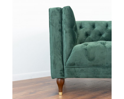 Ashcroft - Evelyn Tufted Back Velvet Lounge Chair in Green