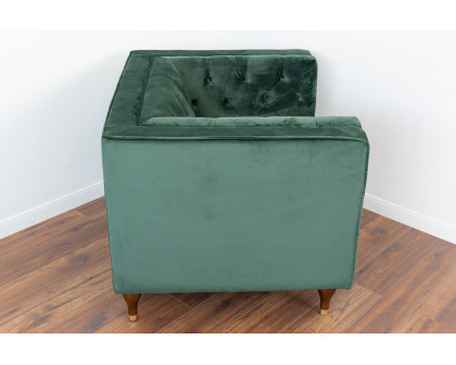 Ashcroft - Evelyn Tufted Back Velvet Lounge Chair in Green