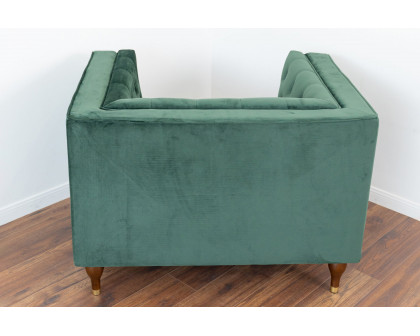 Ashcroft - Evelyn Tufted Back Velvet Lounge Chair in Green