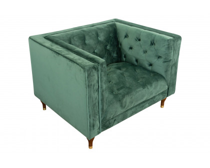 Ashcroft - Evelyn Tufted Back Velvet Lounge Chair in Green