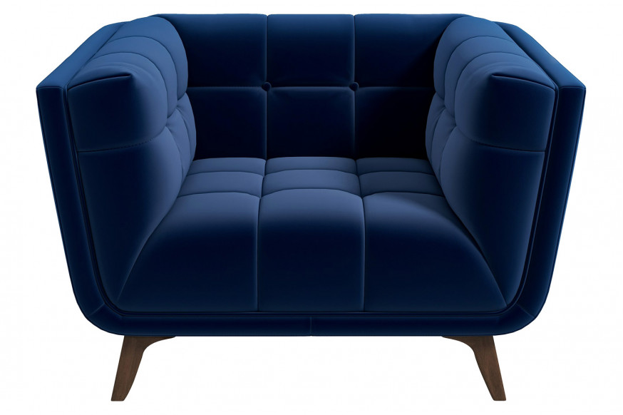 Ashcroft™ Addison Mid-Century Modern Velvet Lounge Chair - Dark Blue