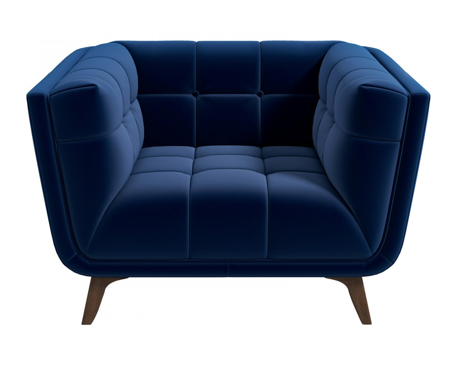 Ashcroft Addison Mid-Century Modern Velvet Lounge Chair - Dark Blue